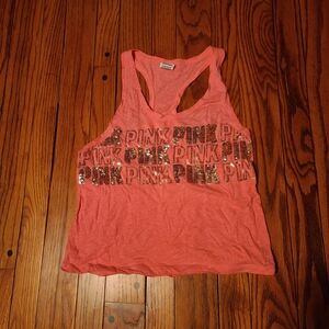 VS VICTORIA'S SECRET BLING PINK CORAL TANK TOP XS!
